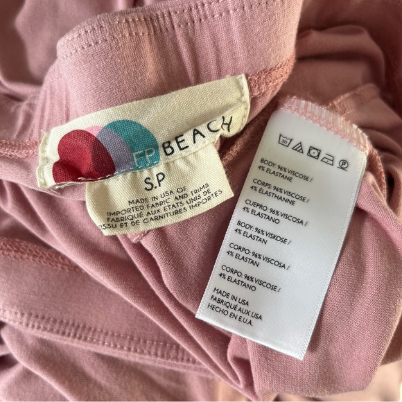 [free people beach] daphne ruched jersey midi skirt pink S - Picture 6 of 7
